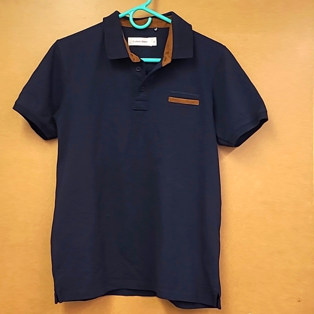Calvin Klein Size L Navy Blue Polo
